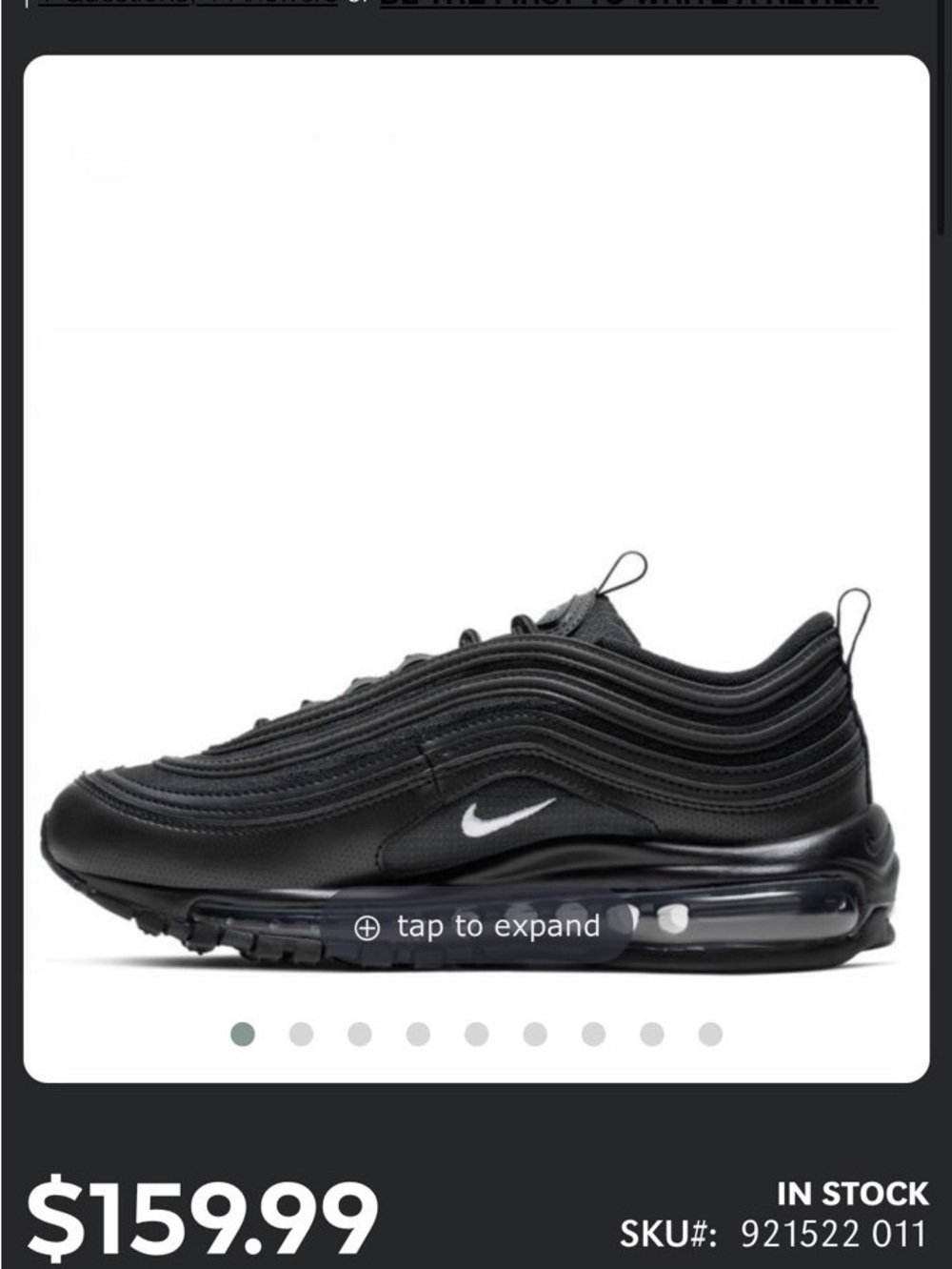 Nike Kids' Air Max 97 Sneakers in Black and White
